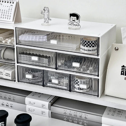 Rynx | Acrylic Pen Holder Storage Box Desktop Stationery Pen Box Office Transparent Large Capacity Drawer Makeup Organizer Cosmetics