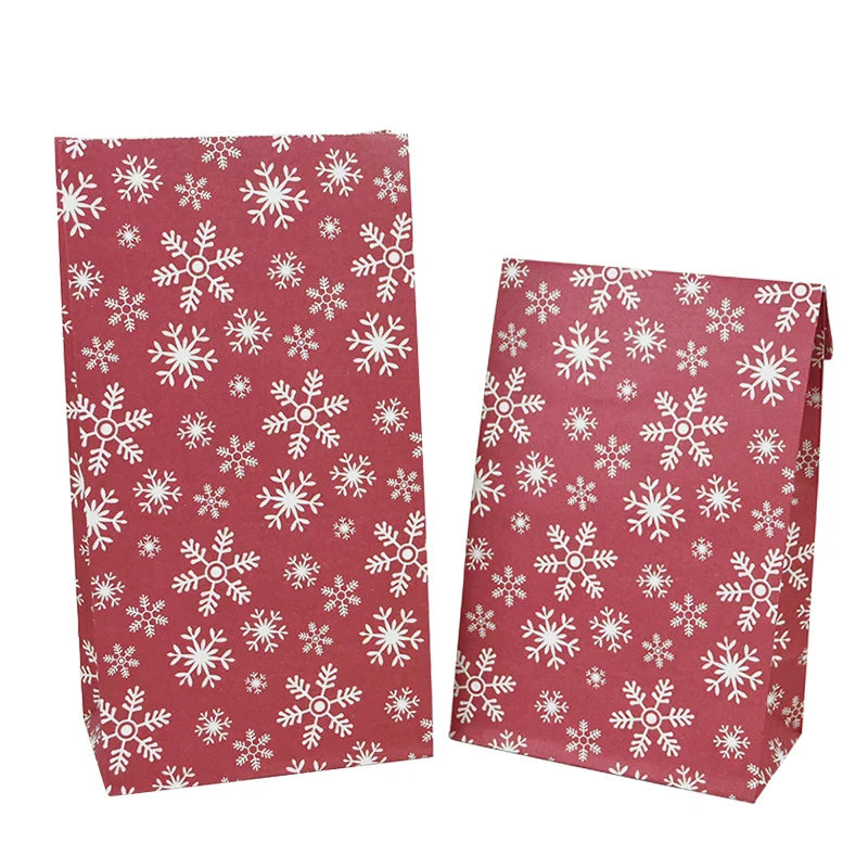 Rynx 10 pieces kraft paper candy cookie bags Santa snowman Christmas gift packaging bags Xmas Navidad New Year party decoration supplies