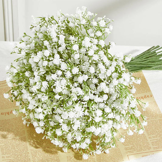 Rynx | 10/15pcs Artificial Baby's Breath Flowers – Fake Gypsophila for Wedding, Party and Home Decor | DIY Floral Bouquets