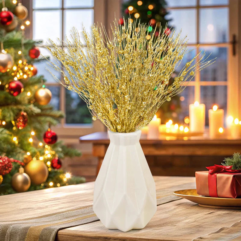 Rynx 1/3/5 Pcs Christmas Artificial Glitter Berries Branches Xmas Tree Ornament New Year Home Decoration DIY Vase Filler 2025 Party
