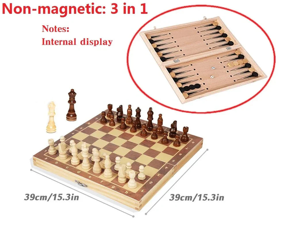 RYNX | Large Wooden Folding Magnetic Chess Set No magnet-39cm