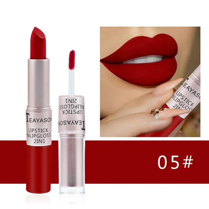 Rynx | Long lasting velvet matte lipstick double-ended lip gloss non-sticky cup lip gloss tint plumper waterproof lipstick makeup