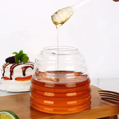 Rynx | Elegant 15oz Glass Honey Dispenser with Dipper and Airtight Lid