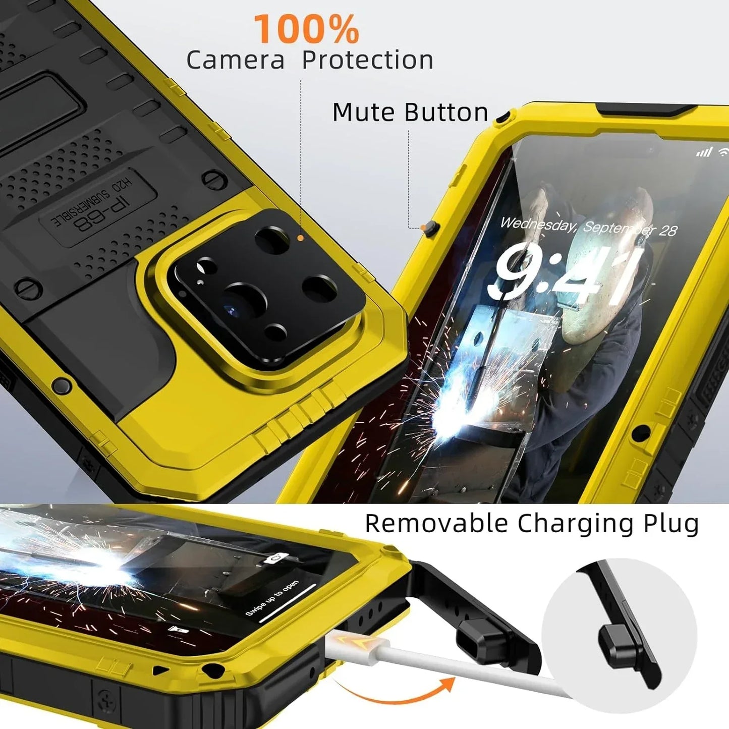 RYNX | Waterproof Rugged Metal Armor Case Shockproof Cover Screen Protector For Iphone 15 14 13 12 11 Pro Max Xs Xr Plus Se
