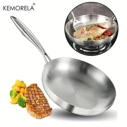 Rynx | 2/3PC Stainless Steel Frying Pan Set - 304 Food Grade Non-Stick Wok Pans, 2MM Thick, 5-Ply, Available in 22cm, 24cm, 26cm, 28cm