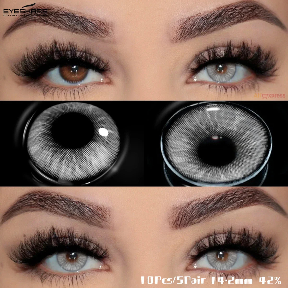 Rynx | 10pcs/5pairs Daily Disposable New Colored Contact Lenses 1Day Daily Lens Fashionable Blue Lenses Natural Brown Contact Lenses