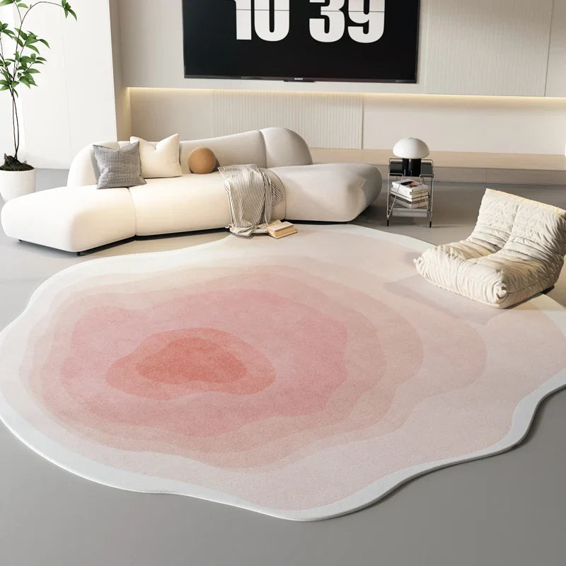 Rynx | Sara Luxe Irregular Pink Fluffy Rug – Soft and stylish for bedroom and living room