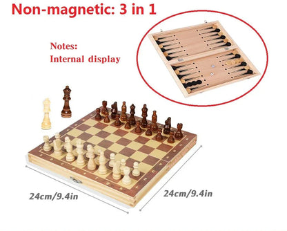 RYNX | Large Wooden Folding Magnetic Chess Set No magnet-24cm