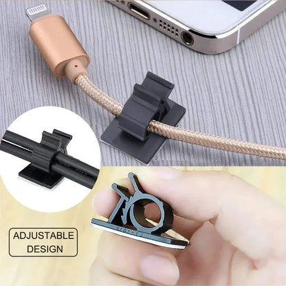 Rynx | Self-Adhesive Cable Organizer Clips | Adjustable Cord Holder for Table, Car, PC, TV | Wire Management Clamp for Charging - Easy Cable Winder