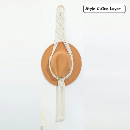 Rynx | Nordic Boho Cotton Hanging Organizer: Hat & Scarf Storage with Macrame Tapestry Touch