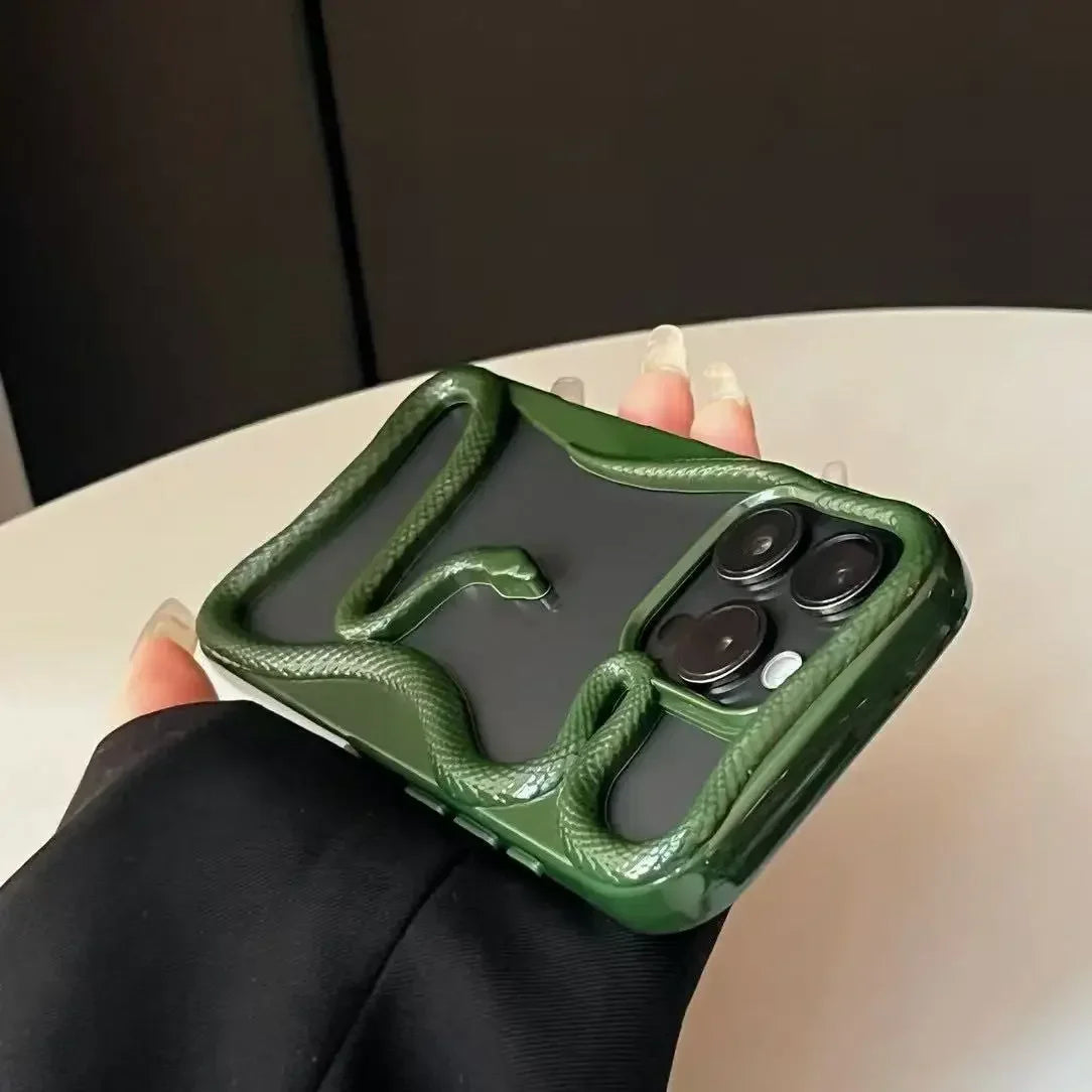 Rynx | Plating Weicher Gummi Rahmen Hohler Schlange Handyhülle Für iPhone 11 12 13 14 15 16 Pro Max Objektivschutz Unregelmäßige Stoßfeste Hülle