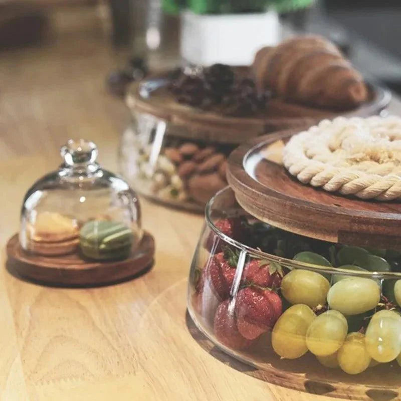 Rynx | Stylish eco-friendly glass storage jars with acacia wood lids for chic kitchen organization