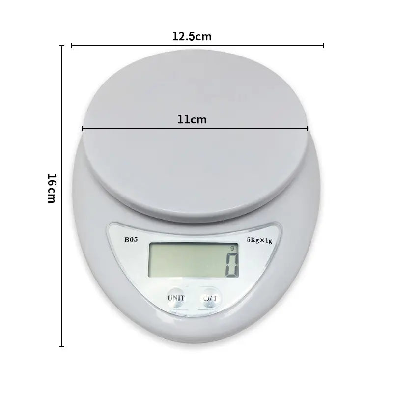 Rynx | 1pc LED Portable Digital Scale - 5kg Capacity, Ideal for Measuring Food Weight in Kitchen, Electronic Scales for Small Scale Weighing in Grams