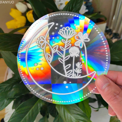 Rynx | PVC Self-Adhesive Glass Window Stickers | Sun Catcher Cat Moth Energy Suncatcher | Rainbow Prisms Sunlight Decals
