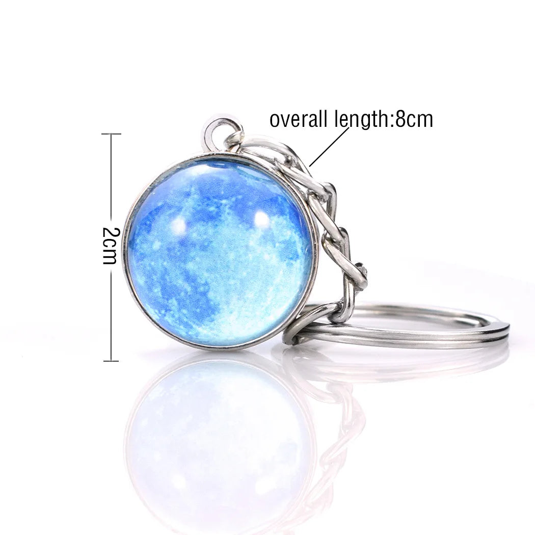 Rynx | New Luminous 12 Constellation Glass Ball Key Rings: Double Sided Zodiac Signs Keychain for Women - Glow in the Dark Birthday Gift