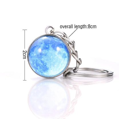 Rynx | New Luminous 12 Constellation Glass Ball Key Rings: Double Sided Zodiac Signs Keychain for Women - Glow in the Dark Birthday Gift