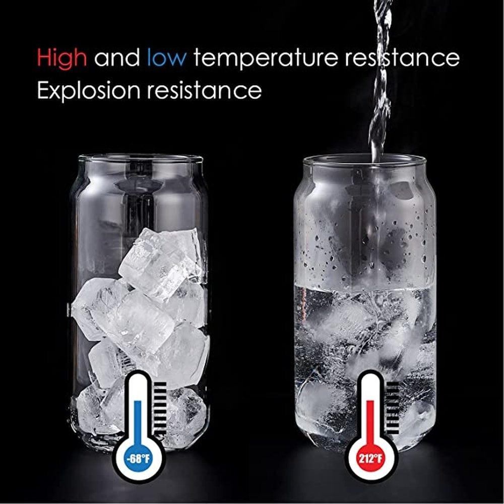 Rynx | Elegant Can-Shape Glass Tumbler Set - 4 Premium Cups for Luxurious Drinking Experiences