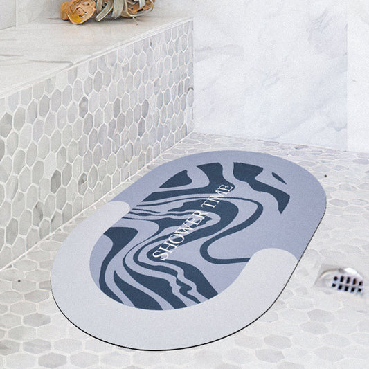 Rynx | Shower Time Abstract Blue Diatomaceous Earth Bath Mat