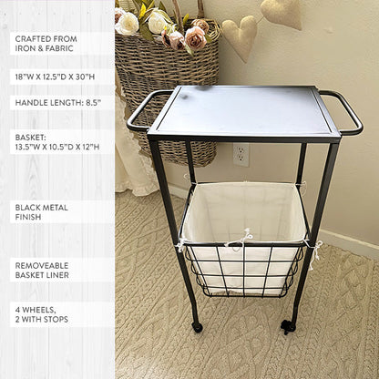 Rynx | Multipurpose iron rolling table with basket