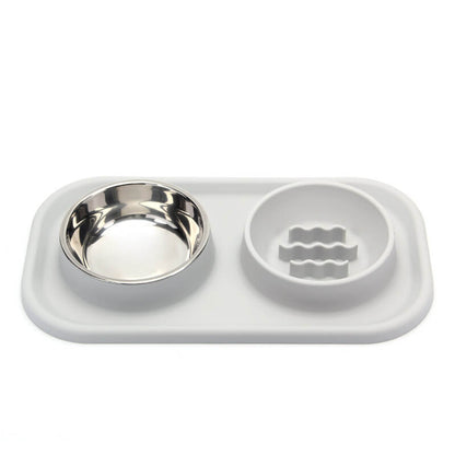 RYNX | Dual Bowl Slow Feeder Pet Bowl
