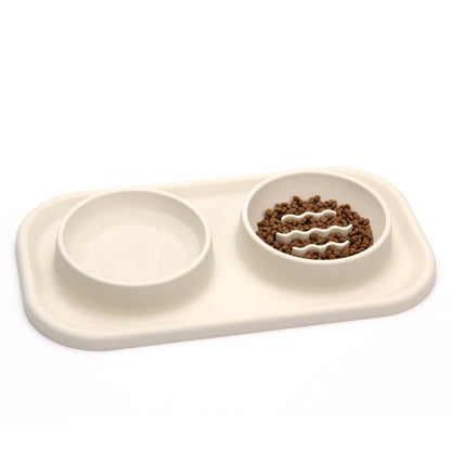 RYNX | Dual Bowl Slow Feeder Pet Bowl