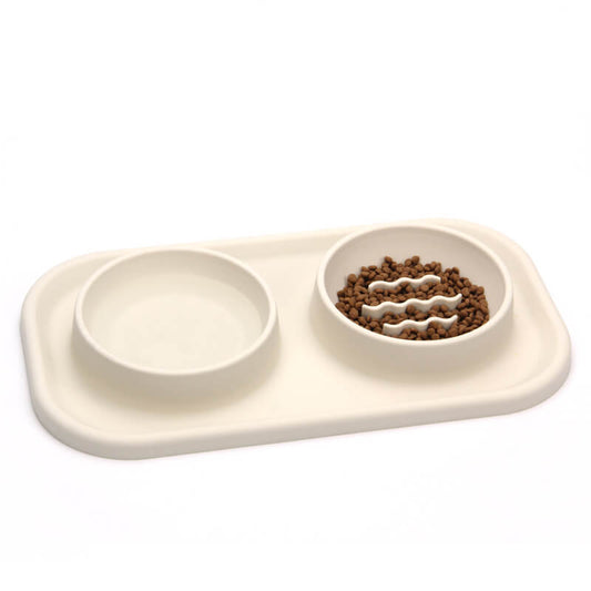 RYNX | Dual Bowl Slow Feeder Pet Bowl