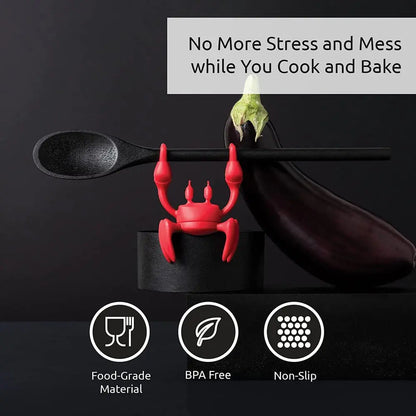 Rynx | Silicone Kitchen Utensil – Cute Crab Holder with Steam Release Function!
