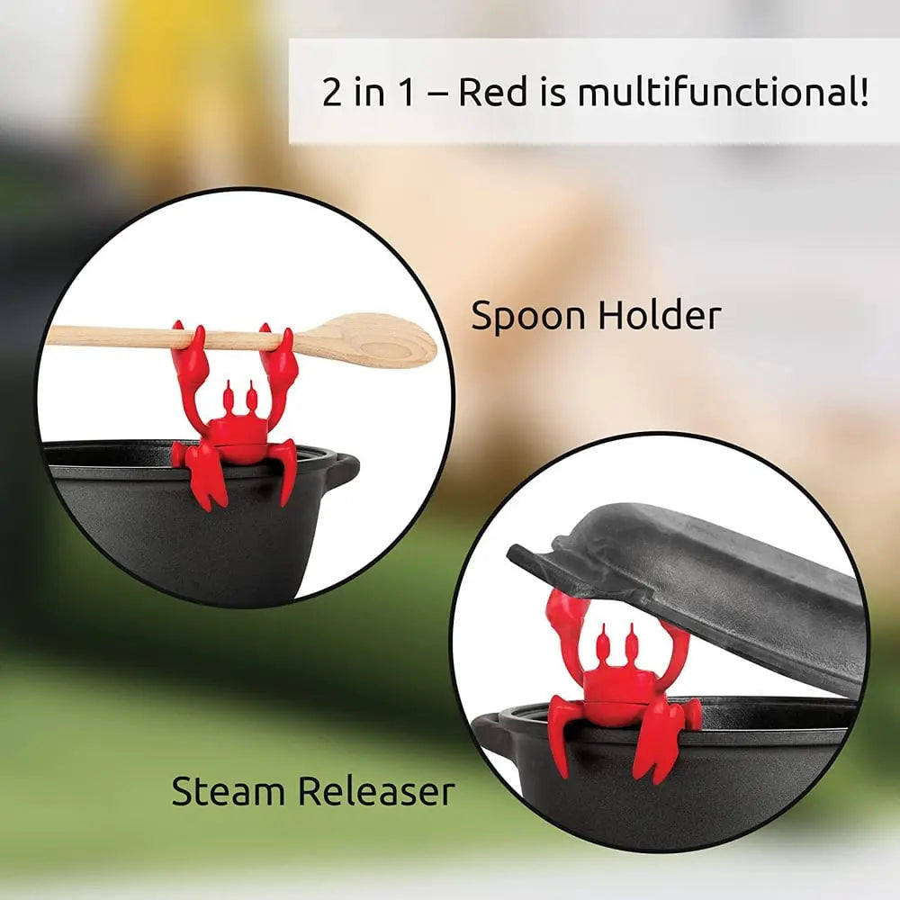 Rynx | Silicone Kitchen Utensil – Cute Crab Holder with Steam Release Function!