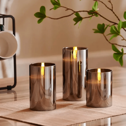 Rynx | Realistic Flame Effect LED Candle Holder Set – Elegant Wax Candle Holders with Remote Control