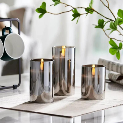 Rynx | Realistic Flame Effect LED Candle Holder Set – Elegant Wax Candle Holders with Remote Control
