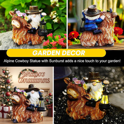 Rynx | Solar-powered highland cow garden statue