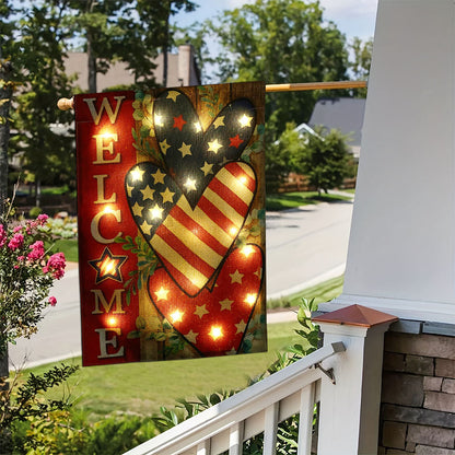 Rynx | Solar-powered patriotic welcome garden flag
