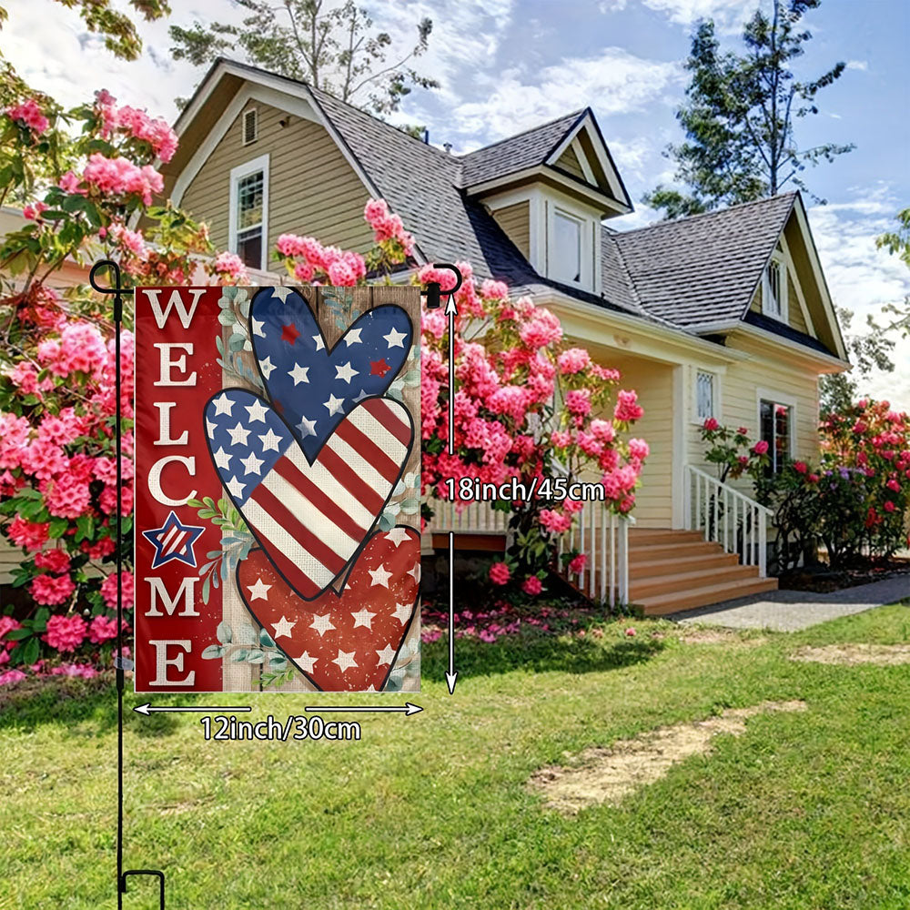 Rynx | Solar-powered patriotic welcome garden flag