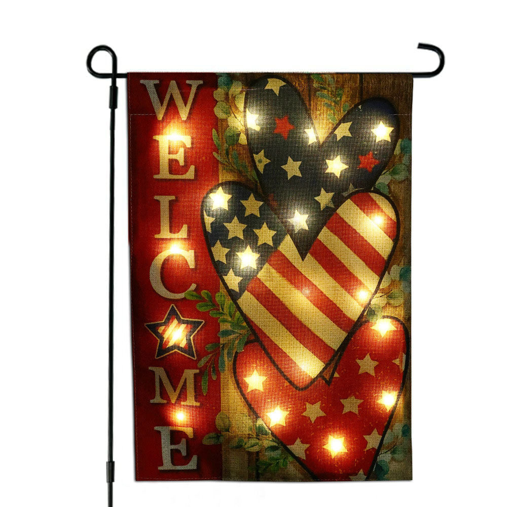 Rynx | Solar-powered patriotic welcome garden flag