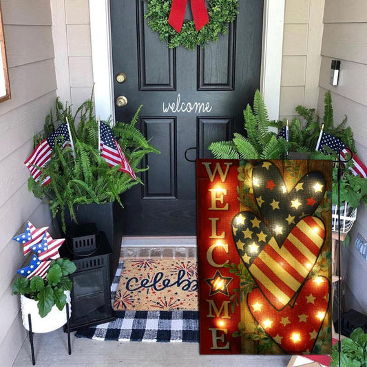 Rynx | Solar-powered patriotic welcome garden flag