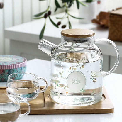 Rynx | Spring Flowers Glass Kettle - Pitcher