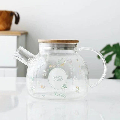 Rynx | Spring Flowers Glass Kettle - Pitcher