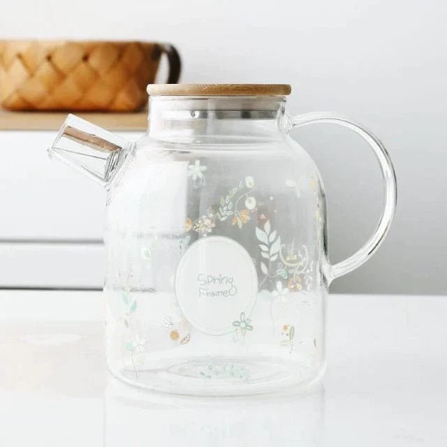 Rynx | Spring Flowers Glass Kettle - Pitcher
