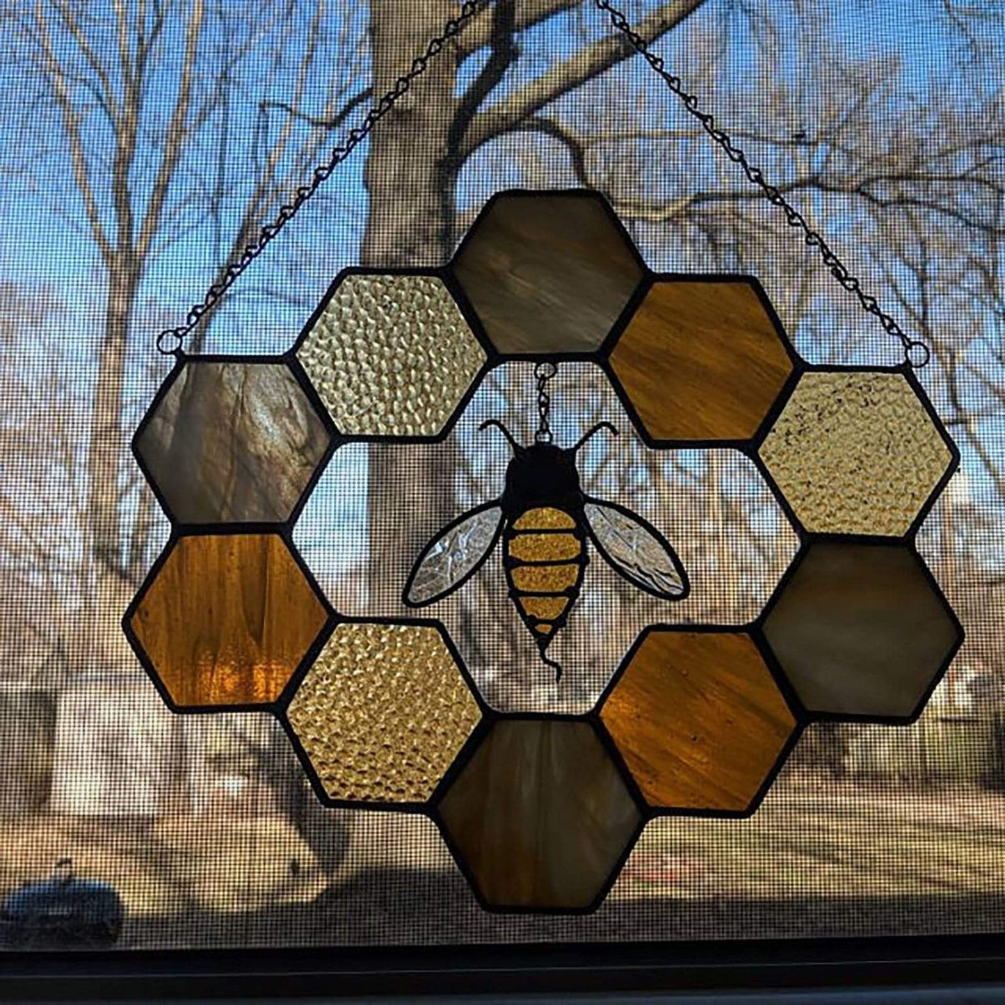 Rynx | Stained Glass Honeycomb Charm Suncatcher