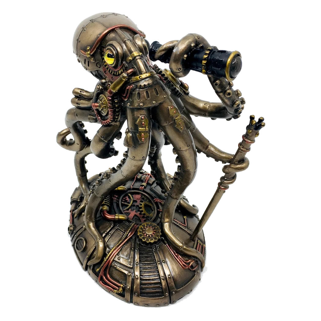Rynx | Kraken Explorer Steampunk Octopus Statue | Retro-Futuristic Decorative Figure | Adventurer Look | Decoration for Home