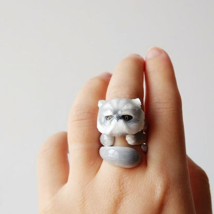 Rynx | Sweet Cat Design 4 Pieces Enamel Rings Set