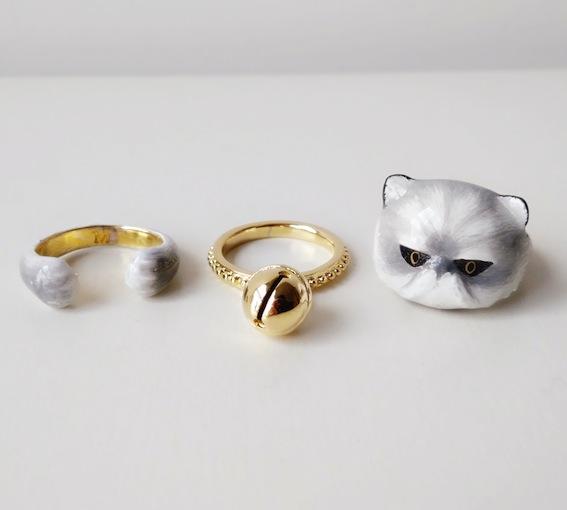 Rynx | Sweet Cat Design 4 Pieces Enamel Rings Set