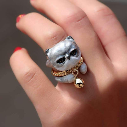 Rynx | Sweet Cat Design 4 Pieces Enamel Rings Set