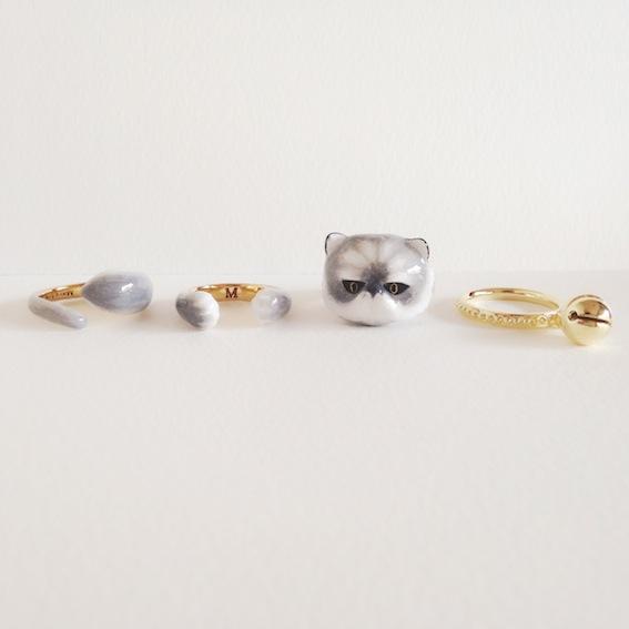 Rynx | Sweet Cat Design 4 Pieces Enamel Rings Set