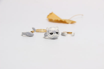 Rynx | Sweet Cat Design 4 Pieces Enamel Rings Set