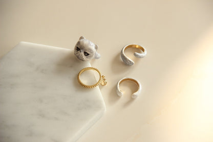Rynx | Sweet Cat Design 4 Pieces Enamel Rings Set