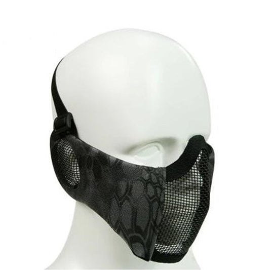Rynx | WoSporT Half Face Metal Net Field  Ear Protection Outdoor Cycling Steel Mask(Dark Crepe)