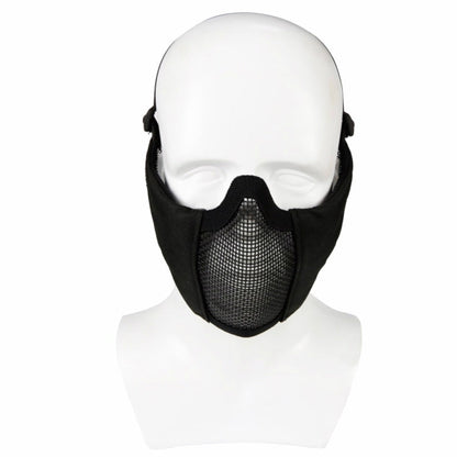 Rynx | WoSporT Half Face Metal Net Field  Ear Protection Outdoor Cycling Steel Mask(Dark Crepe)