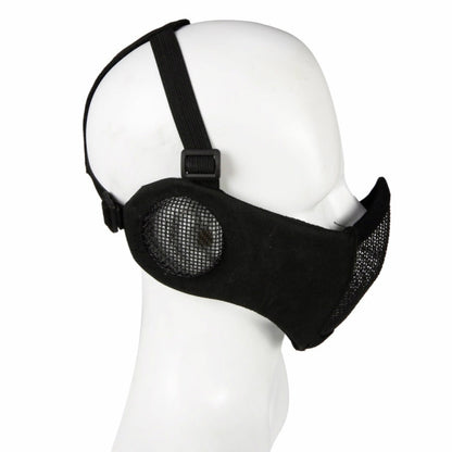 Rynx | WoSporT Half Face Metal Net Field  Ear Protection Outdoor Cycling Steel Mask(Dark Crepe)