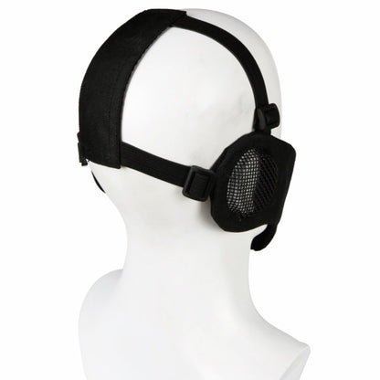 Rynx | WoSporT Half Face Metal Net Field  Ear Protection Outdoor Cycling Steel Mask(Dark Crepe)